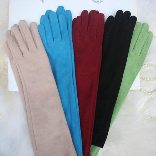 Long leather gloves for women Suede leather party evening Customized real genuine leather long gloves Catwalk shows Photography