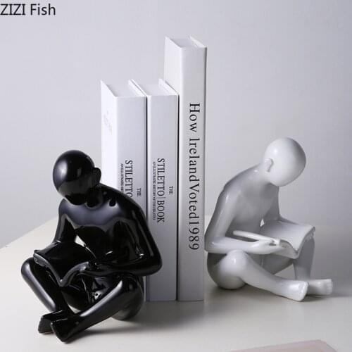 European Ceramic Art Figure Bookend Study Room Wine Cabinet Office Decoration Creative Black and White Simple Book Wedding Gift