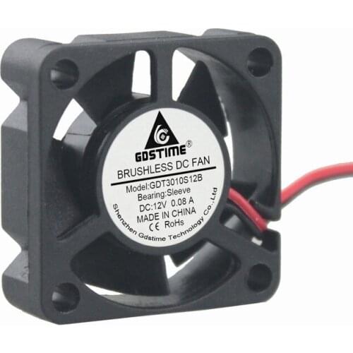Gdstime 5 Pieces 3010 3cm 12V 30x30x10mm 2Pin 2.0 Micro Small Industrial Instrument DC Cooler Cooling Fan 30mm x 10mm