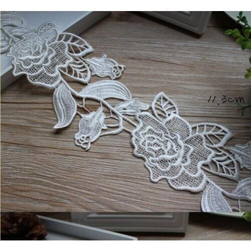 HOT!!1Meter 11.3cm Lovely Designed Polyester Embroidered African Lace Water Soluble Lace Trim Ribbon DIY Clothing Accessories