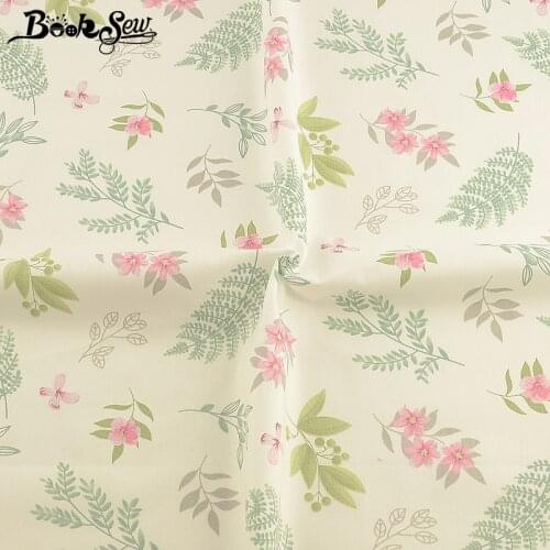 Cotton Quilting Fabric Flowers Pink Printed Beige Telas De Algodon Para Patchwork Sewing Quiltstoffen Katoen Bloemen Tissu