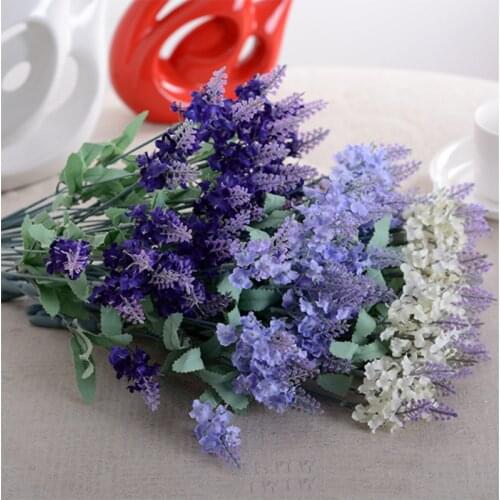 Artificial Flower Purple Lavender Bouquet with Green Leaves for Home Party Decorations Diy Vases wedding decoration