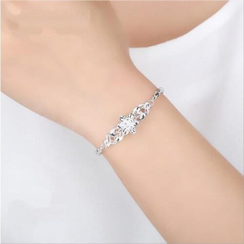 Exquisite Flower Carved Bracelets For Women Jewelry Charm Silver 925 Girl Bracelet Accessories Hot Valentines Day Gift