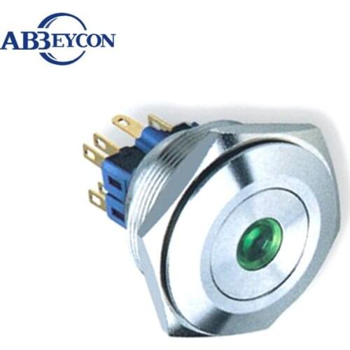 Dot Illuminated Push Button Switch IP67 Self-locking Switch On-Off 30mm LED Pin Terminal Big Push Button Switch