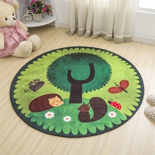 Cute Cartoon Hedgehog Soft Round Decorative Carpet Floor Door Yoga Mat Baby Kids Children Games Crawling Door Mat
