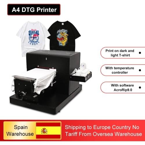 Multifunction DTG Printer A4 Size 6 Colors Flatbed Printer Dark And Light Clothes Direct to Garment T-Shirt Printing Machine