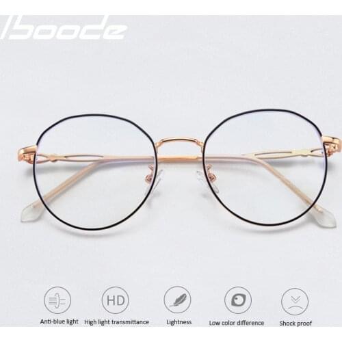 Iboode Polygon Metal Anti Blue Light Blocking Glasses Frame Men& Women Computer Games Goggles Eyeglasses Optical Spectacle Frame