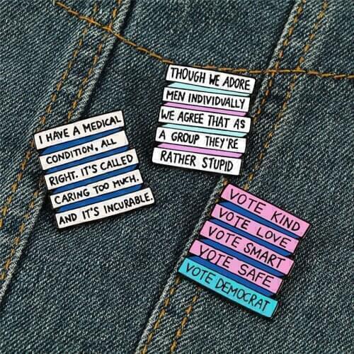 Fashion Creative Brooches Letter Slogan Enamel Pins High Quality Jewelry Backpack Denim Badges Metal Button Gifts for Women Men