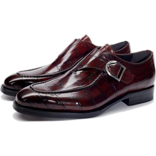 2020 Men leather shoes fashion business dress suit shoes men brand Bullock genuine leather black slipon wedding mens shoes gents