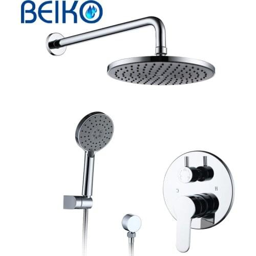 2-Functions Chorme Shower Set Bathroon Faucet Round Rainfall Shower 9 Inch Wall Mounted Concealed Shower System Bathtub Mixer