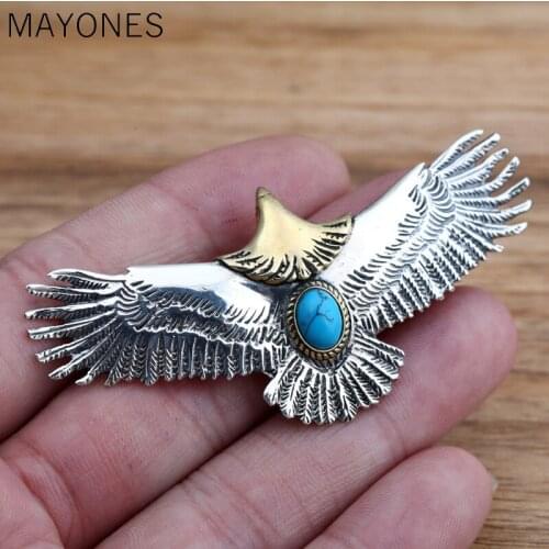 Real 925 Sterling Silver Jewelry Retro Thai Silver Men And Women Handmade Head Eagle Fashion Male And Female Pendants
