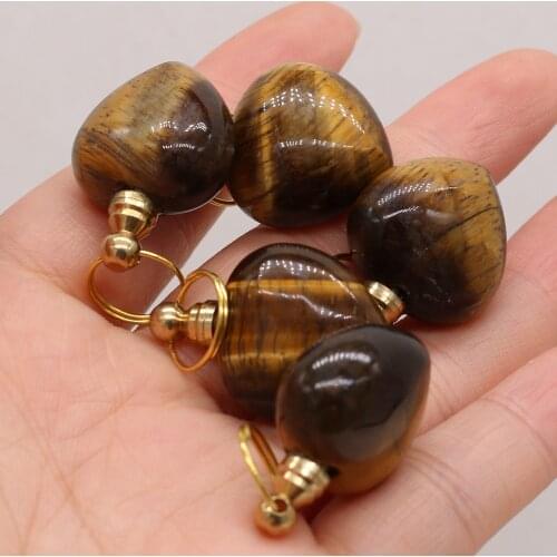 Natural Semi-precious Tiger Eye Stone Perfume Bottle Pendant Semi-Precious for Jewelry Making DIY Necklace Accessories