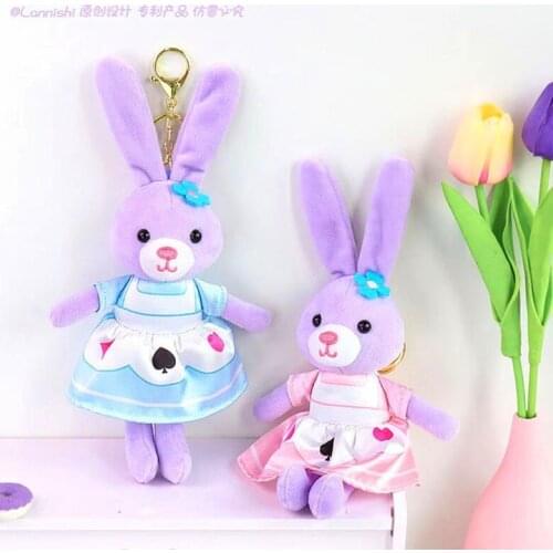 New F504 Good quality 16cm plush rabbit keychain soft toys backbag car key mobile phone pendant gifts for girlfriends
