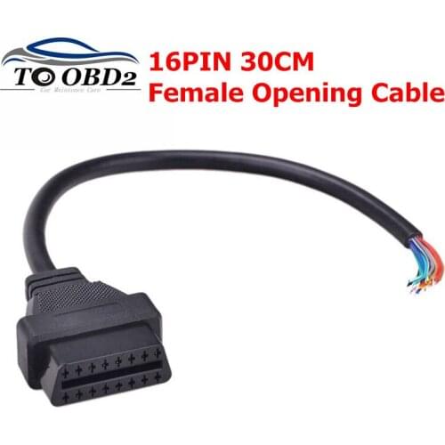 30CM 16Pin ODB2 Female Opening Cable Connector For ELM327 Extension Adapter OBD Cable OBDII OBD2 Adaptor 16Pin Female Open Cable