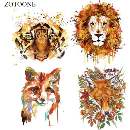 ZOTOONE Iron-on Transfer Clothes Lion Fox Tiger Patches Stickers For T-shirt Household DIY Decoration Appliqued For Tote Curtain