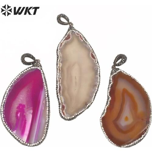 NP309 Strongle Recommend High Quality Natural Stone Rhinestone Pave Pendant Unquie Shape Pendant For Elegance Necklace Finding