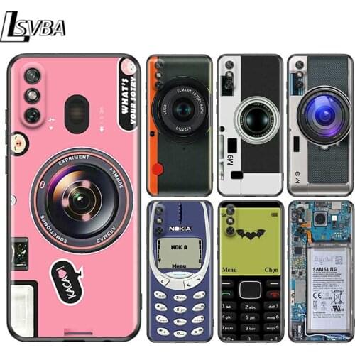 Funny Camera Retro Tape for Huawei Y9A Y9S Y9 Y8S Y8P Y7P Y7 Y6 Y5P Y5 Lite Pro Prime 2020 2019 2018 2017 Black Phone Case