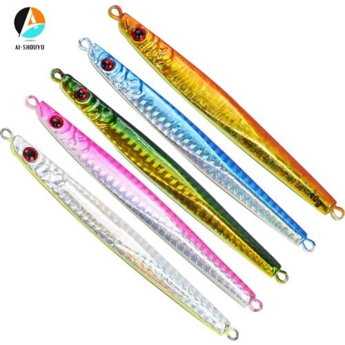 AI-SHOUYU Metal Jig Spoon Lure 25g 30g 40g 60g 80g 90g Jigging Lead Fish Sea Bass Fishing Lure Artificial Bait Lead Minnow Lure