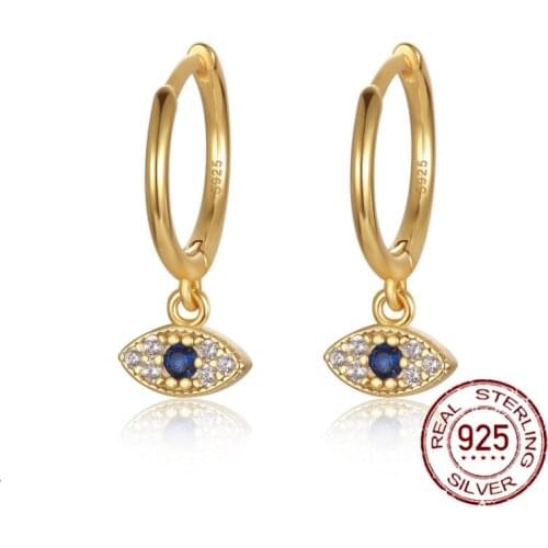 S925 sterling silver earrings female cold wind demon eye ear jewelry blue eye earrings retro earrings