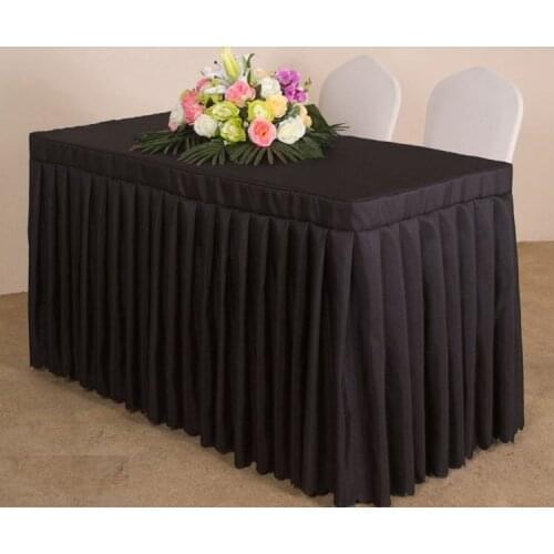 Polyester Table cover with skirt table swag pleated style made together wedding hotel table decoration tablecloth