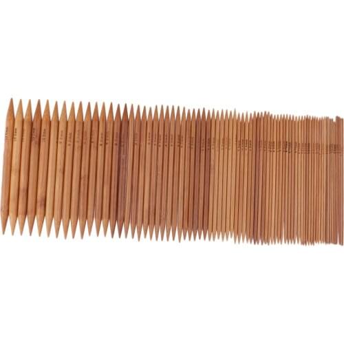 75Pcs 15cm Bamboo Knitting Needles Crochet Hooks Set Double Pointed Carbonized Bamboo Needle Sweater Weave Craft