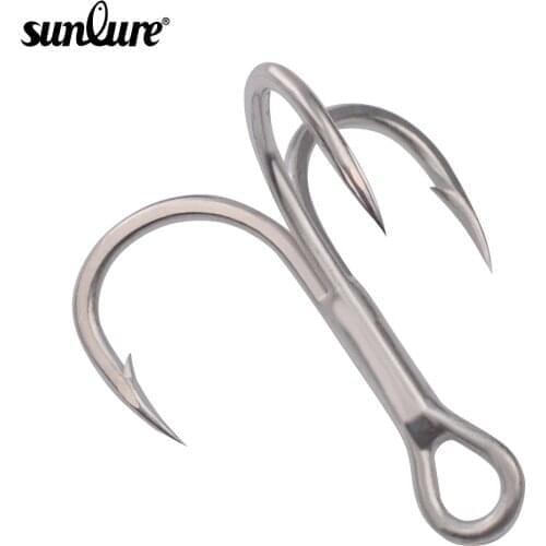 Sunlure 100pcs/lot Saltwater Fishing Hooks Treble Hooks 1#-3/0# High-Carbon Steel Fishhooks High Strength Hooks Pesca Tackle