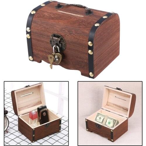 Vintage Treasure Storage Box Piggy Bank Organizer Saving Box Case With Lock For Home Retro Treasure Chest Jewelry Trinket
