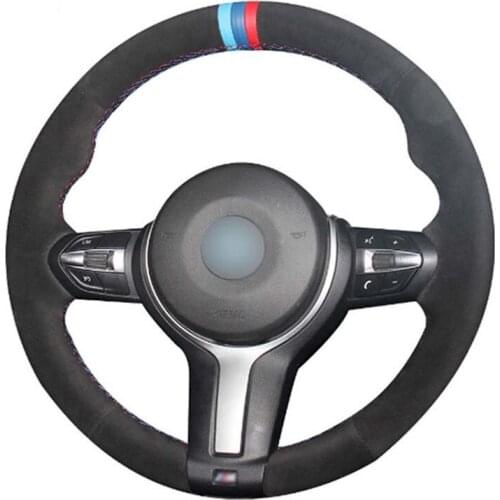 DIY Sewing-on Black Suede Steering Wheel Cover Exact Fit For BMW M2/M3/M4/M5/M6/X5/X6