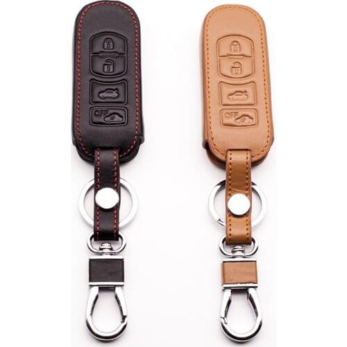 High-quality leather car keys cover 4 buttons for MAZDA 3/6 / MX-5 Miata (2009-2012) CX-7 / CX-9 (2010-2012) Fob housing cage