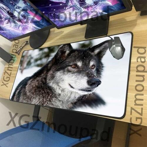 XGZ Large Mouse Pad Black Lock Edge Animal Wolf Pattern Custom Home Computer Table Mat Speed Rubber Non-slip for Lol Dota Gamer