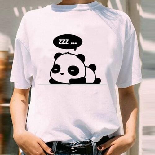 Women Sweet Panda Love Funny Spring Summer 90s Cartoon Short Sleeve Lady Print Lovely Clothes Tops Tees Tshirt T-Shirt