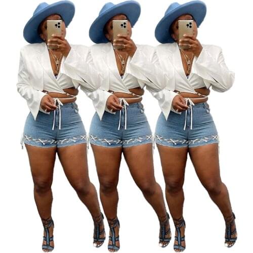 2021 Autumn New Womens Fashion Solid Color Bandage Loose Sleeve Split Shirt Coat Blouse