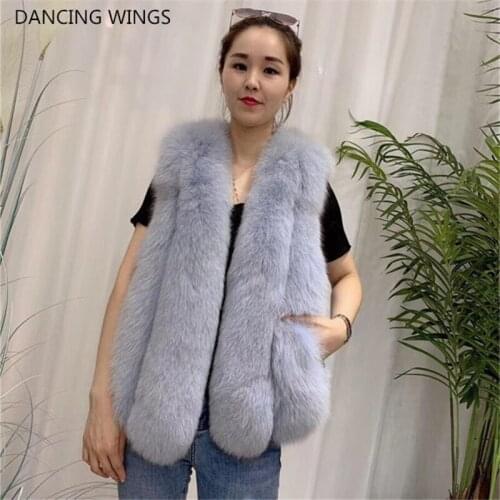 Natural Real Fox Fur Vest Waistcoat Women Winter Warm Natural Fur Vest With Duck Down Filling Real Fur Jacket Fox Fur Coats
