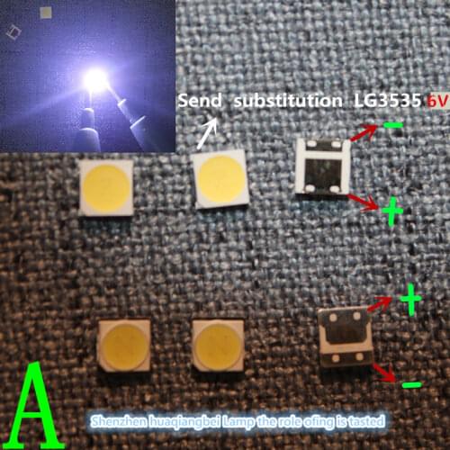200PCS/lot 100%NEW FOR SMD LED 3535 6V 2w REPARACION LIGHTING FONDO TV LG INNOTEK. BACKLIGHT Send substitution LG3535 6V