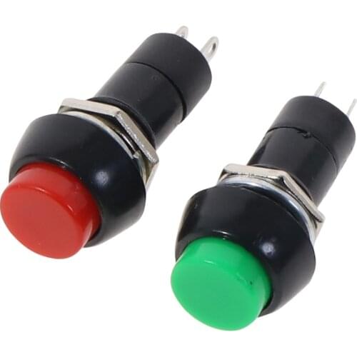 100pcs PBS-11A 2PIN Plastic 12mm Push Button Latching Switch Self-Lock 3A 150V Red green random sent by default
