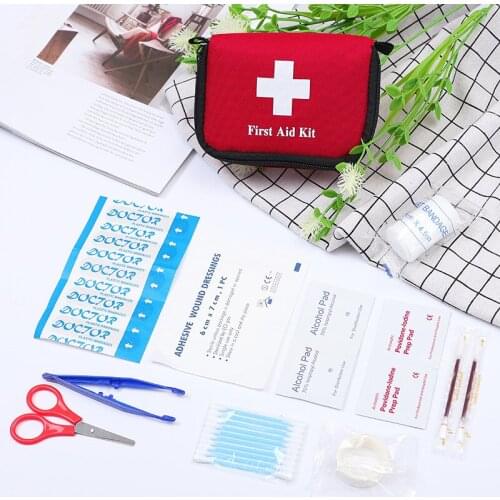 11 Items/27pcs Portable Travel First Aid Kit Outdoor Camping Emergency Medical Bag Bandage Band Aid Survival Kits Self Defense