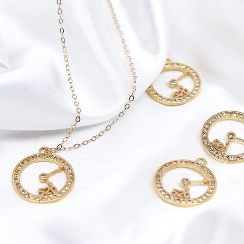 18k copper-clad gold 520 round inlaid zircon pendant handmade diy pendant jewelry accessories clock jewelry materials