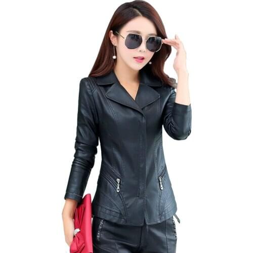 2020 Plus Size 4XL Wine Red Slim Faux Womens Leather Jackets And Coats Spring Autumn Womes PU Leather Jackets Outwear Female