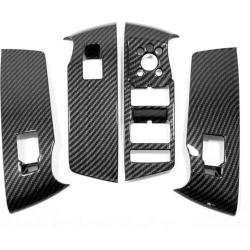 4PCS for Q3 2019 2020 2021 Car Window Glass Lift Switch Panel Cover Trim Carbon Fiber ABS Decorative Sticker Accessories