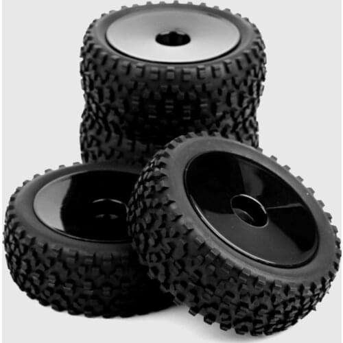 4pcs/set 1/10 Buggy Tires Front and Rear Rubber Tyre Wheel Rim 25026+27011 Fit HSP HPI RC Off-Road Buggy Car Toys Accessories