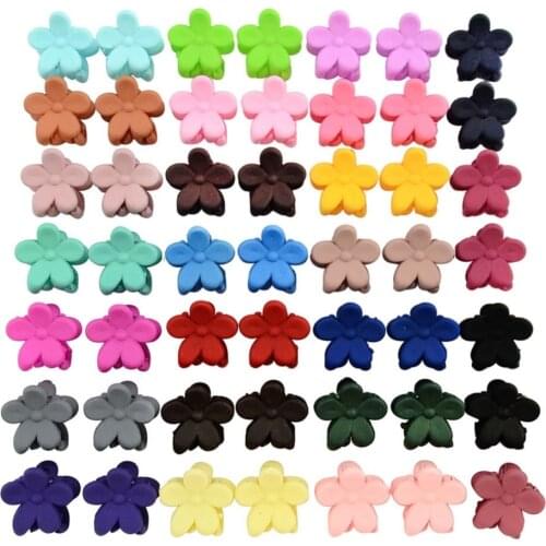 50pcs Flower Mini Hair Claws Hair Clips Children Cute Mix Candy Color Hair Accessories Baby Girls Birthday Gift Hairpins Clamp