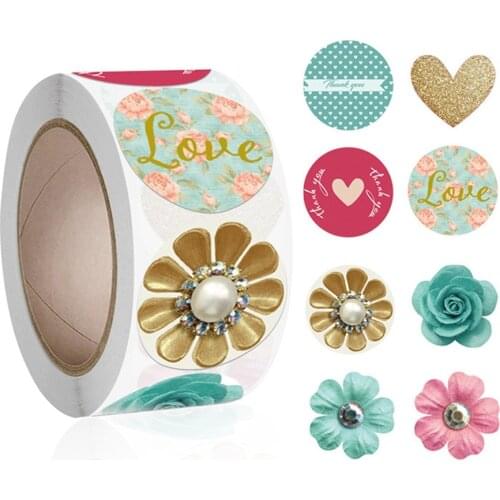 500Pcs/roll Thank You Stickers round Seal Labels for Baby Shower Party Supplies Stationery sticker Envelope Gift packaging Decor