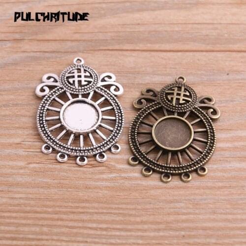 6pcs 10mm Inner Size Two Color Round Hollow Bottom plated Cameo Base Setting Stars Style Pendant Connector