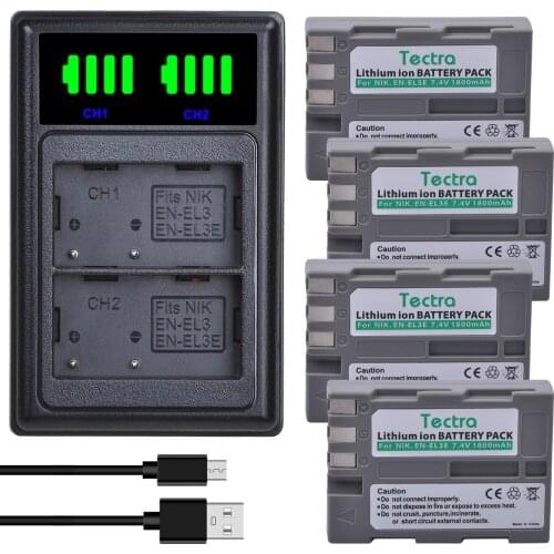1800mAh EN-EL3e EN EL3e ENEL3e EL3E Li-ion Batteries and Dual Charger for Nikon D30 D50 D70 D70S D90 D80 D100 D200 D300 D300S