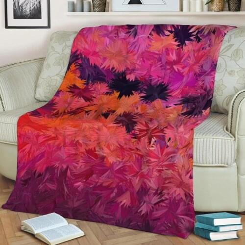 Leaves And Cubes 3D Printed Velvet Plush Throw Fleece Blanket Bedspread Sherpa Blanket Home Decora