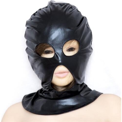 BDSM Toys PU Leather Mask Padded Hood Blindfold ,Head Restraints Harness Mask, BDSM Bondage Gimp, Halloween Mask Sex Toys