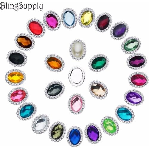 Free shipping 19X24mm oval strass pearl rhinestone button flatback can choose colors 100PCS/lot(BTN-5562)