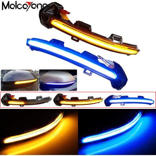Dynamic LED Turn Signal Light Yellow and Blue Rearview Mirror Indicator Lamp For VW Passat B8 2015-2020 Variant Arteon