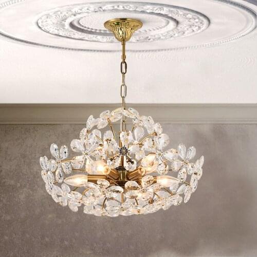 French villa crystal chandelier light luxury post-modern minimalist living room bedroom dining room lamp