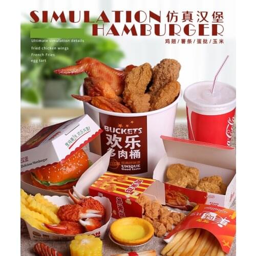 Simulation Hamburgers Sandwich Fried Chicken Leg Middle Wings Sausage KFC McDonalds Burger King Food Model Food Toy Chips Props
